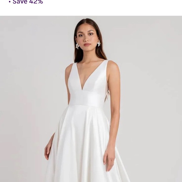 Jenny Yoo Channing Wedding Dress V-Neck A-Line Taffeta Gown White Size 6